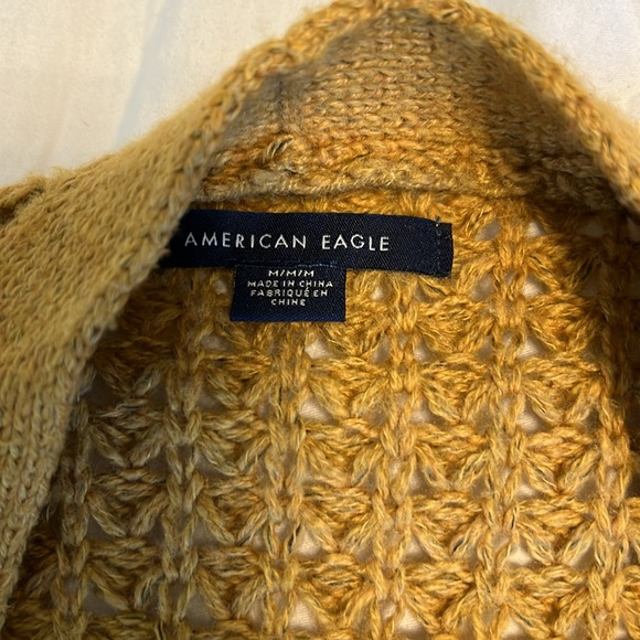 American Eagle Waffle Knit Cardigan - Mustard - Picture 3 of 4
